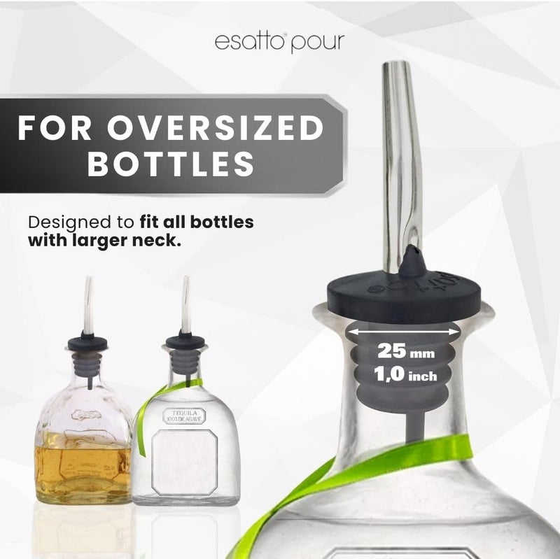 Esatto 6 Pack Metal Pourer Spouts for Oversized Bottles, Includes 6 Dust Caps to Protect from Dirt & Debris, Pour Spouts for Bottles, Liquor Bottle Pourers for Alcohol & Olive Oil - Image 2